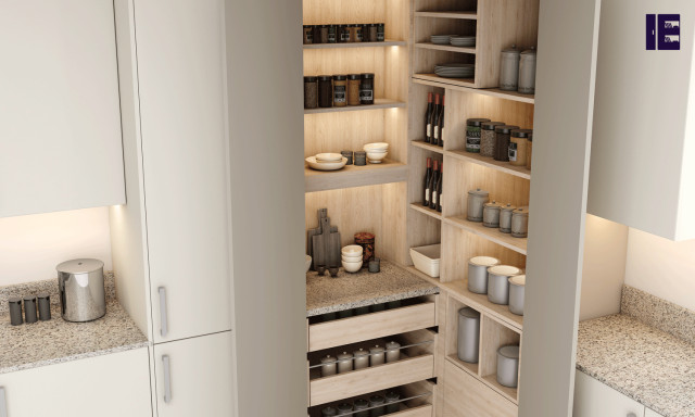 Light Grey Shaker Style L-shaped Fitted Kitchen Supplied by Inspired Elements contemporary-kitchen