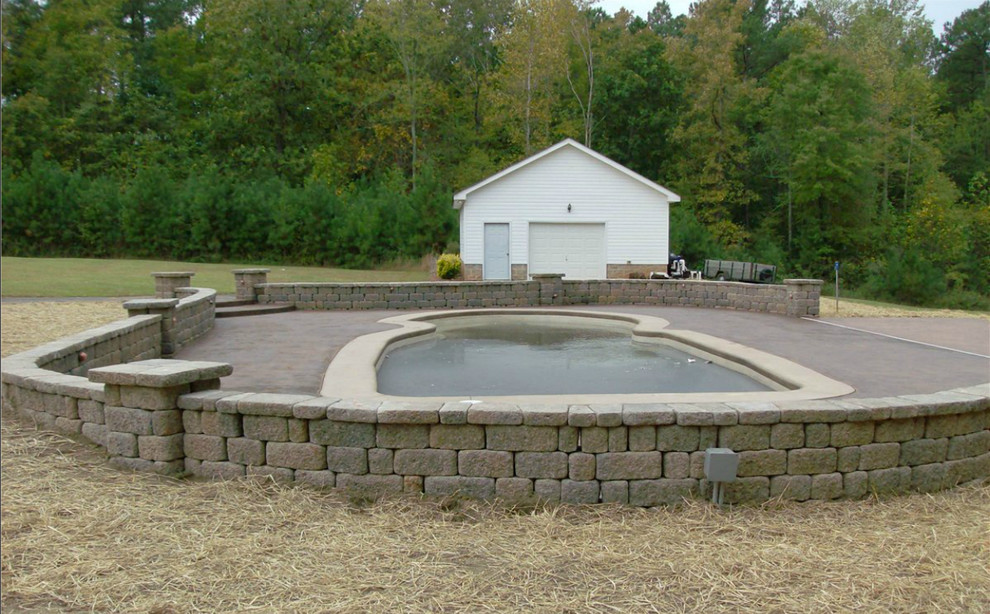 Small transitional backyard concrete paver and custom-shaped pool photo in Phoenix