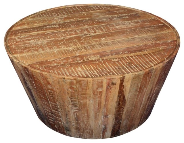 38 Round Rustic Reclaimed Wood Tapered Sides Farmhouse Coffee Table Tables By Sierra Living Concepts Houzz 38 Round Rustic Reclaimed Wood Tapered, Round Barn Wood Coffee Table