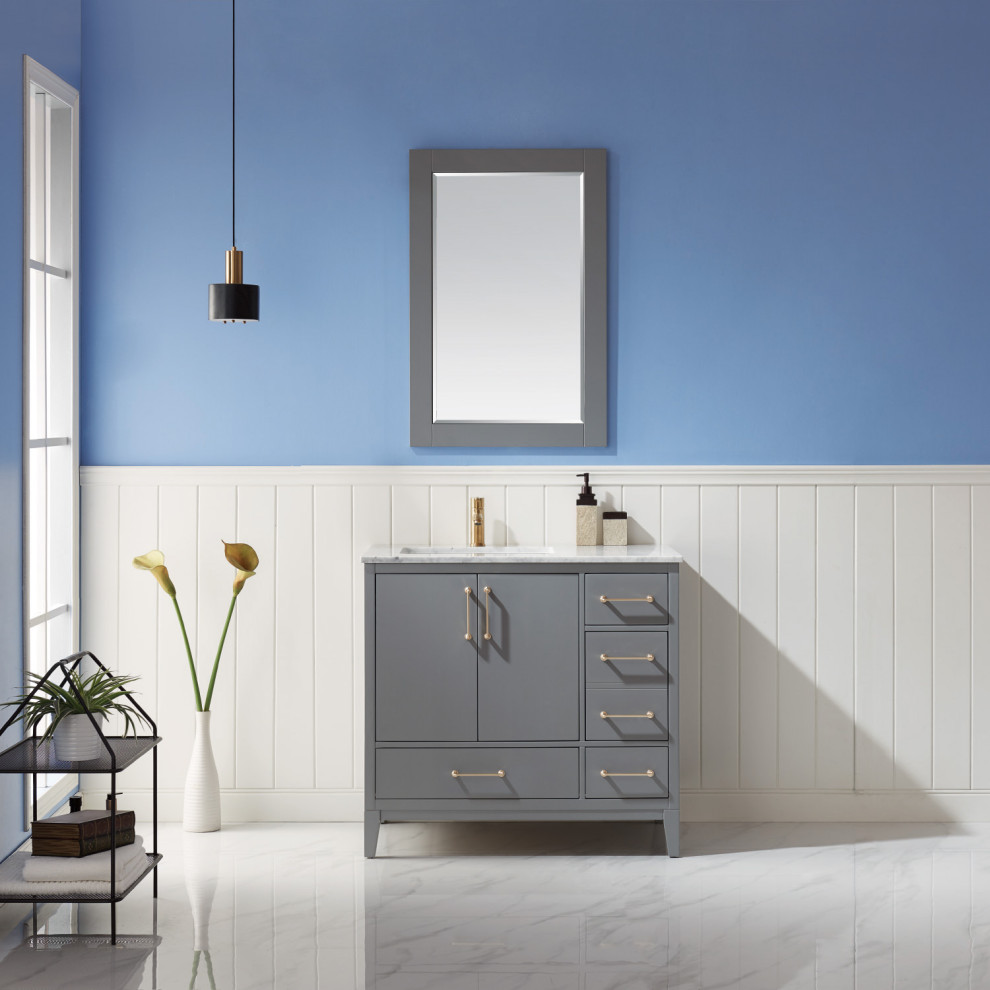 Immagine di una piccola stanza da bagno contemporanea con un lavabo e mobile bagno freestanding