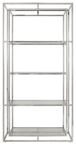 Double Frame Etagere With Glass Shelves Contemporary Display