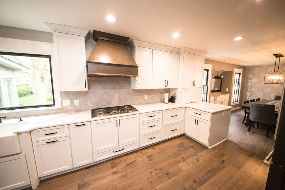 Example of a transitional kitchen design in Omaha