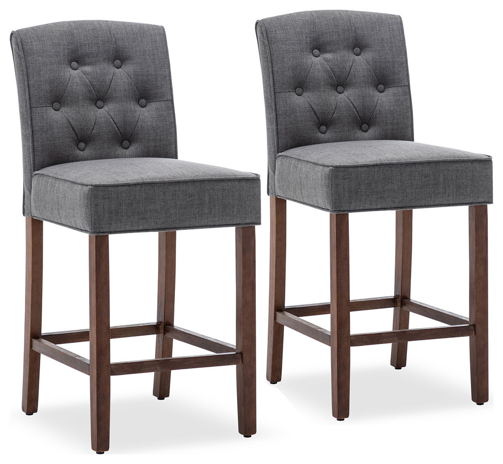BELLEZE 40" Upholstered Barstool Counter Height Dining Chair Set of 2 -  Transitional - Bar Stools And Counter Stools - by OneBigOutlet | Houzz
