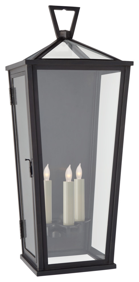 Darlana Large Tall 3/4 Wall Lantern in Bronze with Clear Glass