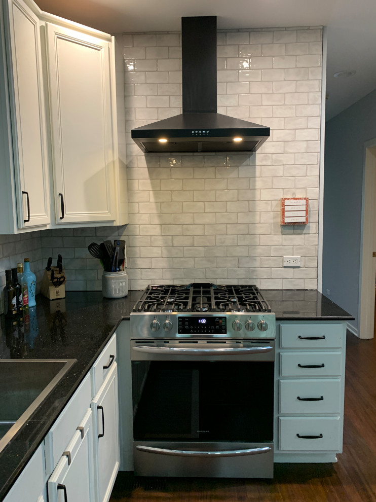 Example of a minimalist kitchen design in Chicago