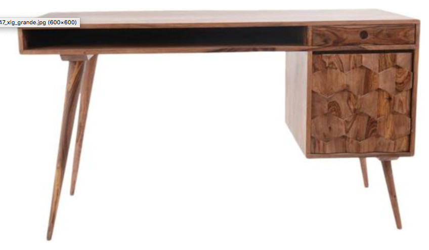 Elegant 53 Solid Wood Office Desk With Unique Patterned Drawer