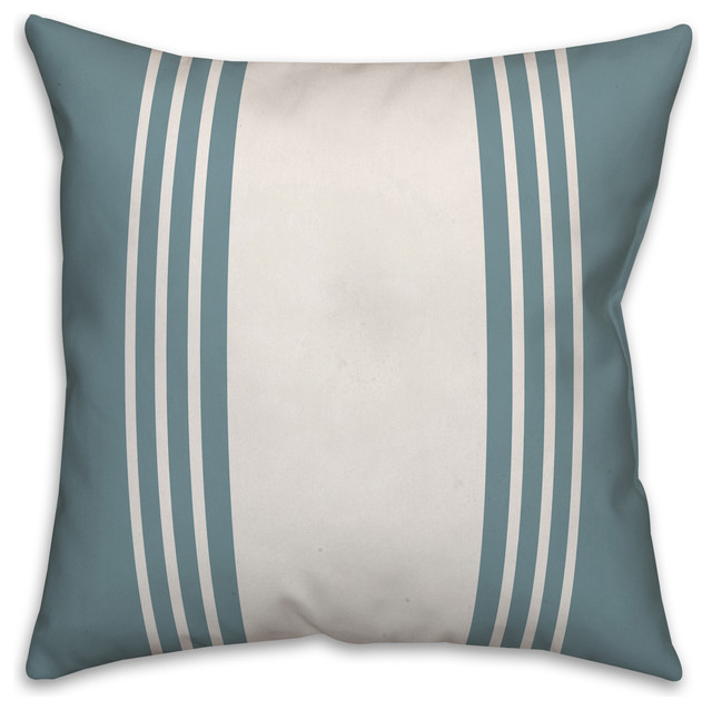 Sea Glass and White Farmhouse Stripe 18x18 Throw Pillow