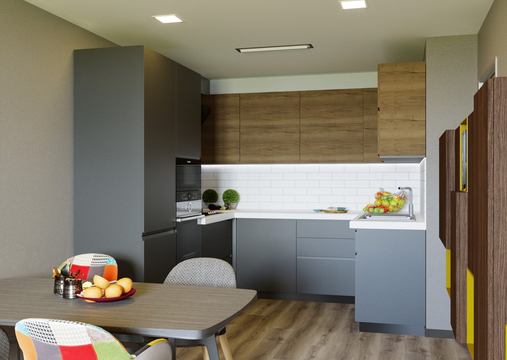 Современная гостиная совмещенная с кухней