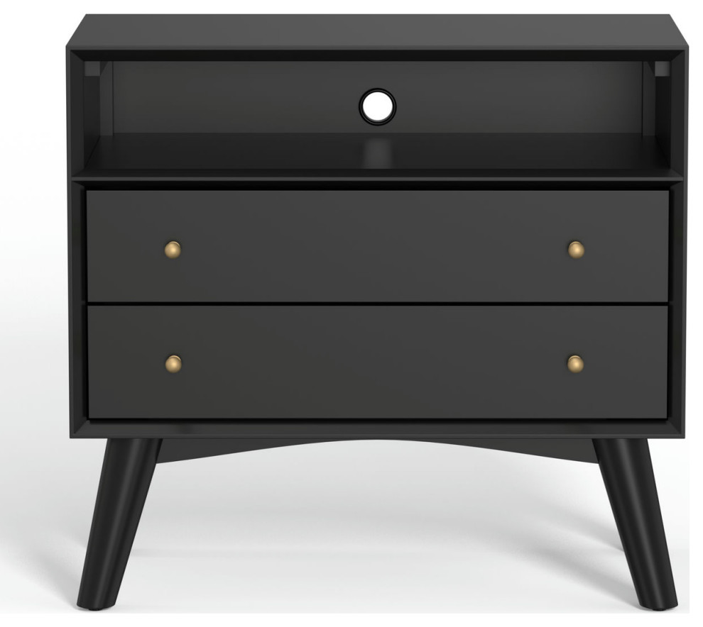Alpine Furniture Flynn Large Nightstand, Black - Midcentury ...