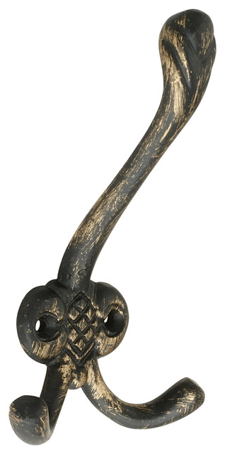Heavy Duty Coat and Hat Hook, 5-13/20", Antique Brass, Individual Hook, Hooks