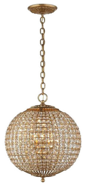 Renwich Crystal Glass Gold Sphere Pendant Chandelier, AM088, 21"x19"