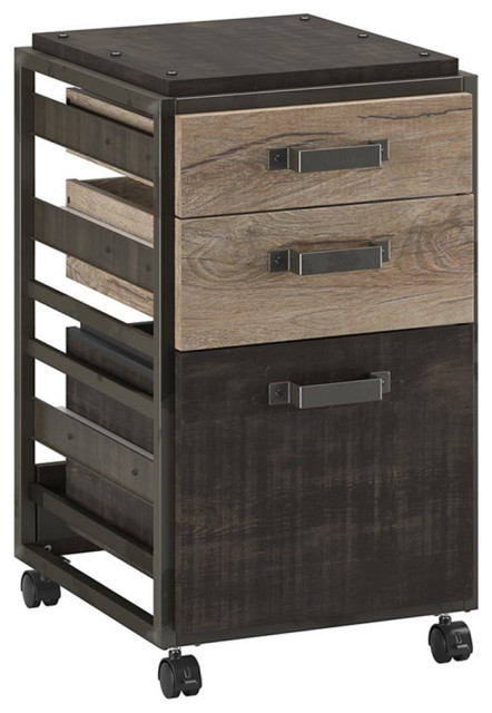 Refinery 3 Drawer Mobile File Cabinet in Rustic Gray - Engineered Wood