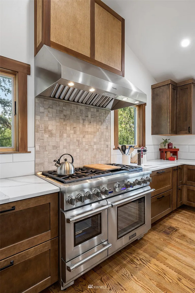 Example of a mountain style kitchen design in Seattle