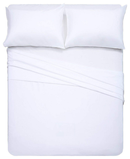 15 Inch Deep Pocket Queen Sheet Set Solid Pure White, 1800 Series Microfiber