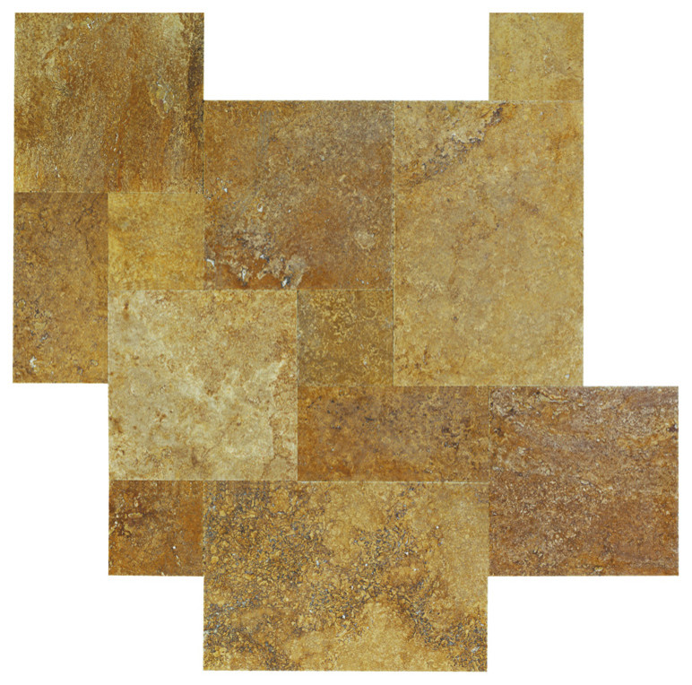 Meandros Gold Travertine Tile Antique Pattern Brushed and Chiseled- 20 boxes