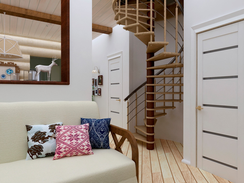 Проект интерьера бревенчатого дома в скандинавском стиле