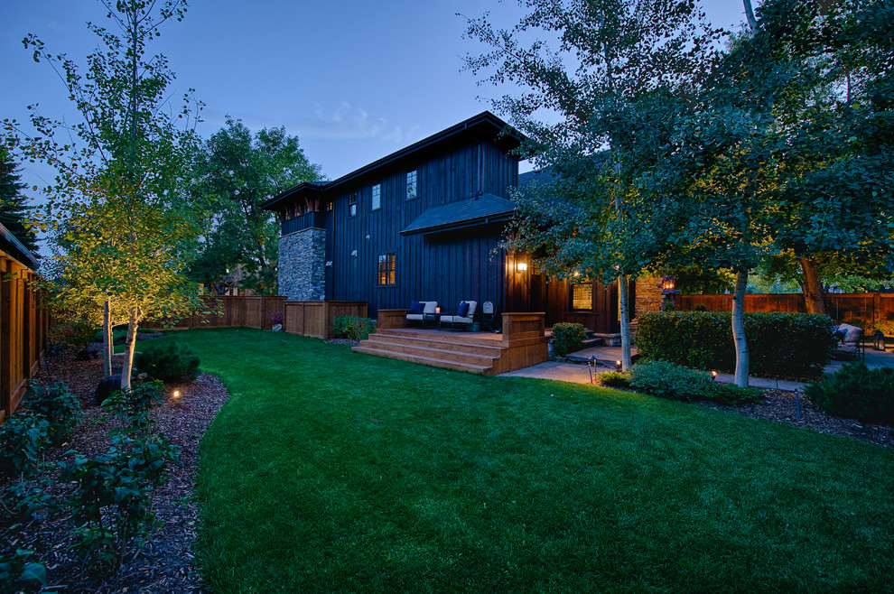 This is an example of a rustic backyard landscaping in Calgary.