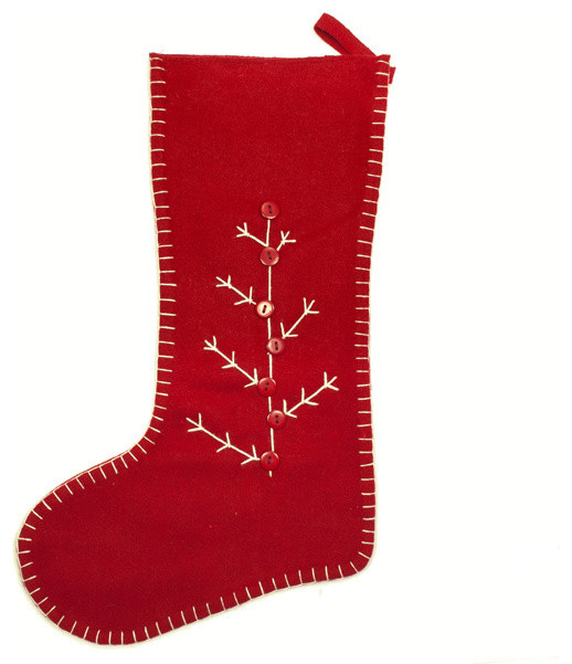 Bambeco Natural Wool Felt Chalet Tree Stocking