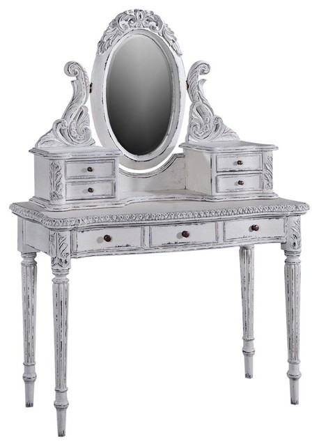 Ladies Vanity Oval Reeded Legs Antique, Antique Vanity With Mirror