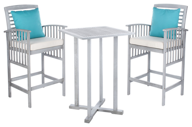 Safavieh Pate 3 Piece Bar Height Bistro, Bar Height Outdoor Bistro Table And Chairs