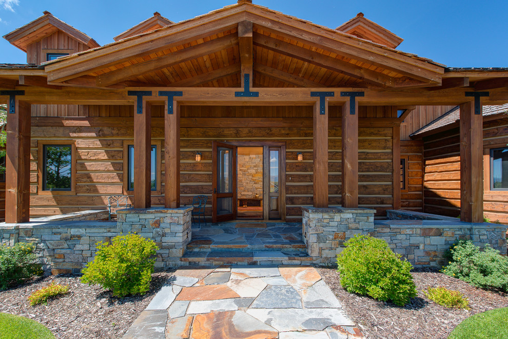 Front door - rustic front door idea with beige walls