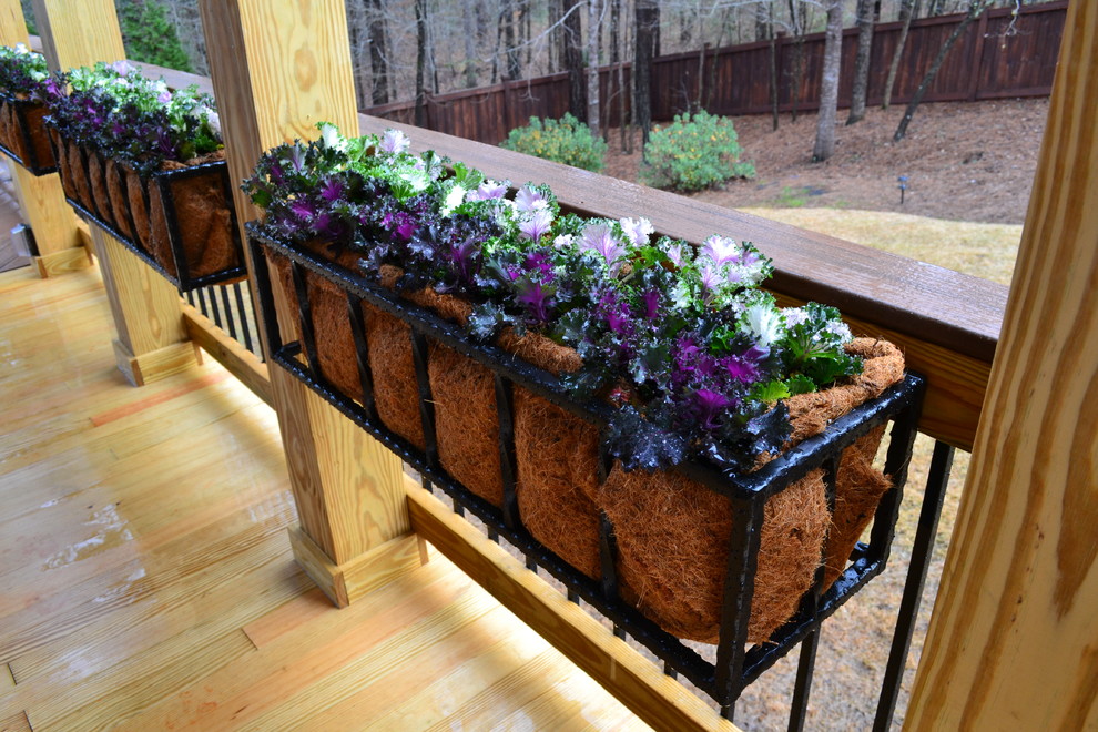 Design ideas for a traditional backyard deck in Atlanta with a container garden.