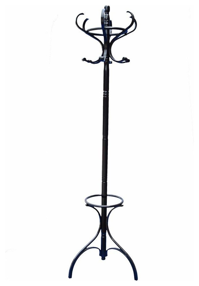 Traditional Coat Rack in Solid Wood with 12 Hanger Hooks and Umbrella