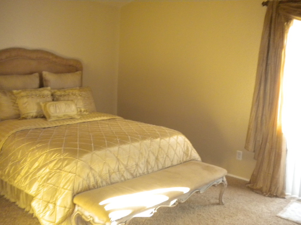 Bed placement in the master bedroom.