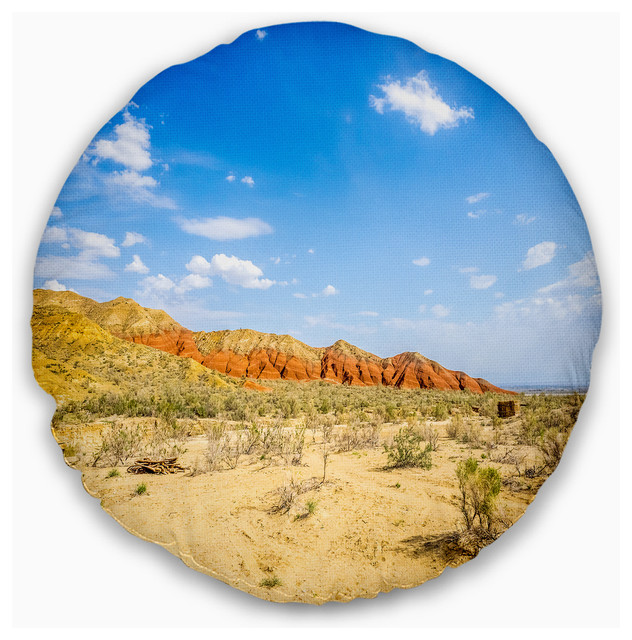Sofa Throw Pillow 16 Designart CU8767-16-16-C Rocky Mountain in Desert Landscape Photo Round Cushion Cover for Living Room