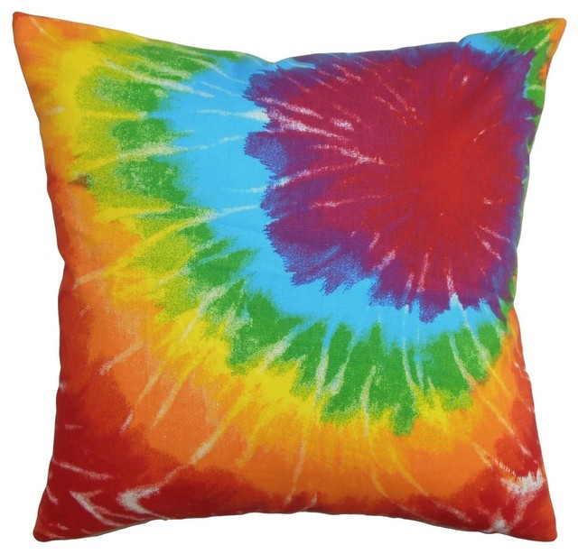 betrys tie dye pillow green orange 18x18 contemporary decorative pillows - Orange Decorative Pillows betrys tie dye pillow green orange 18x18 contemporary decorative pillows - Orange Decorative Pillows