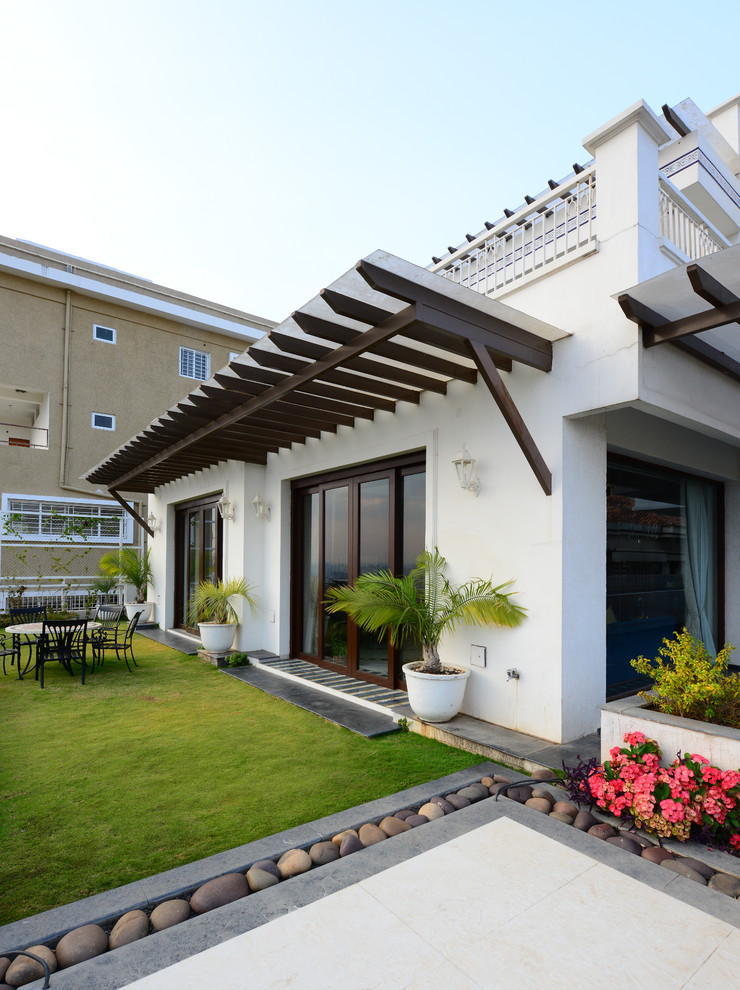 This is an example of a mediterranean exterior in Hyderabad.