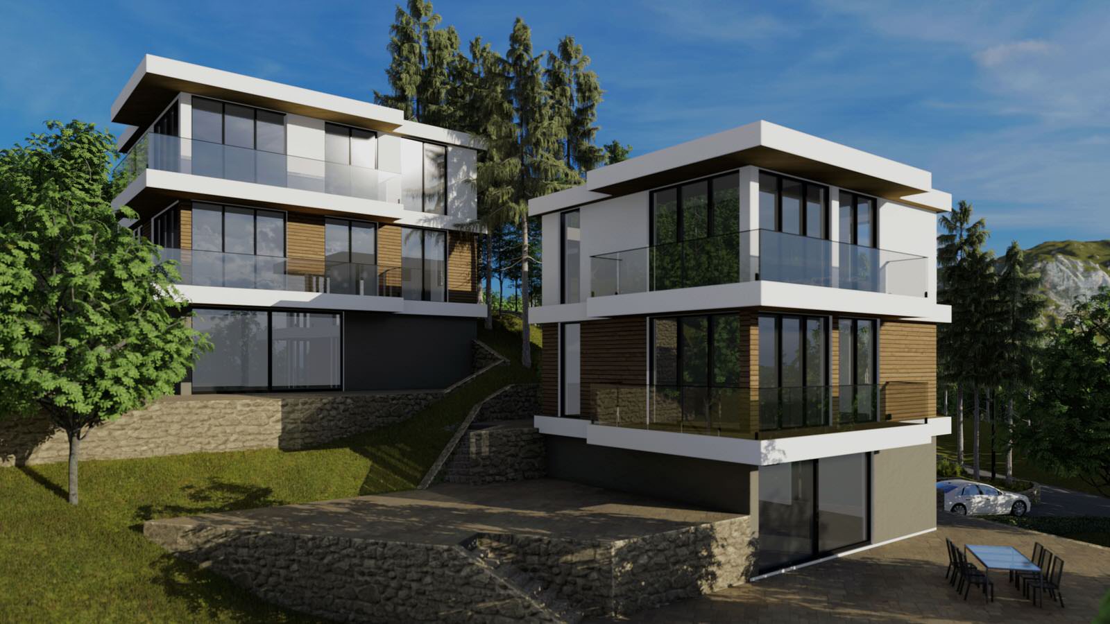 Комплексная застройка дуплексами и жилыми домами