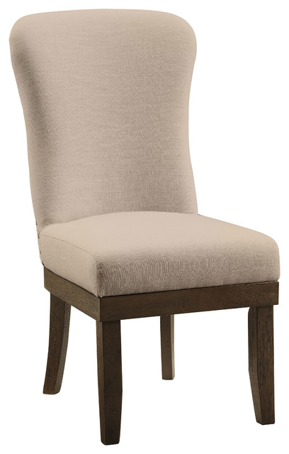Acme Landon Side Chairs, Beige Linen and Salvage Brown, Set of 2