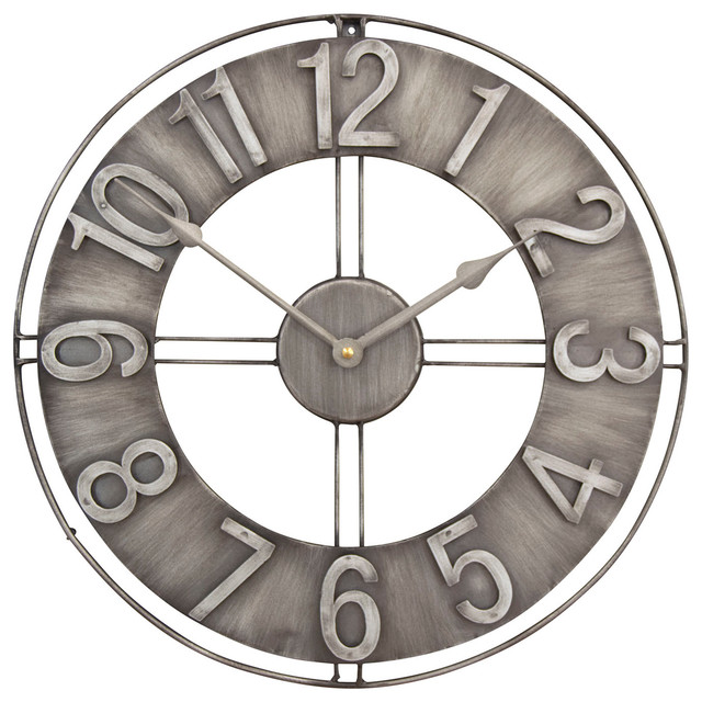 Industrial Loft Metal Wall Clock Brushed Steel 15 Clocks By Studio Designs Houzz - Wall Clock Designs Images