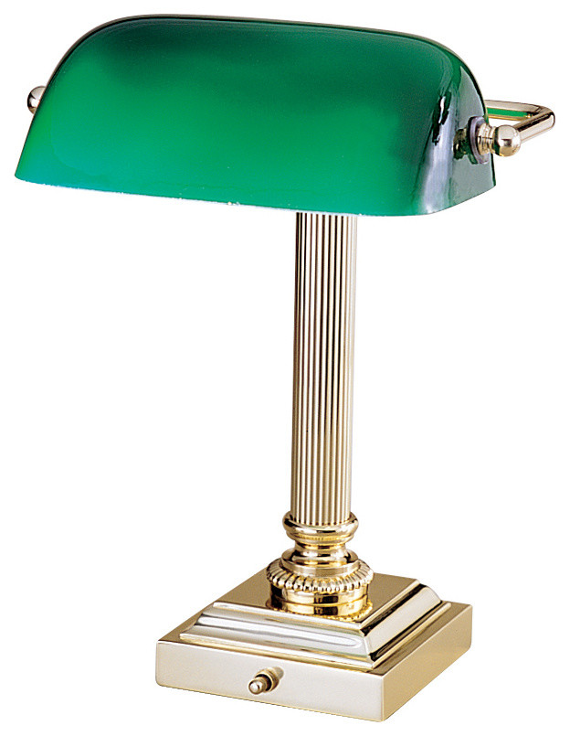 Shelburne Collection Polished Brass & Green Glass Lamp
