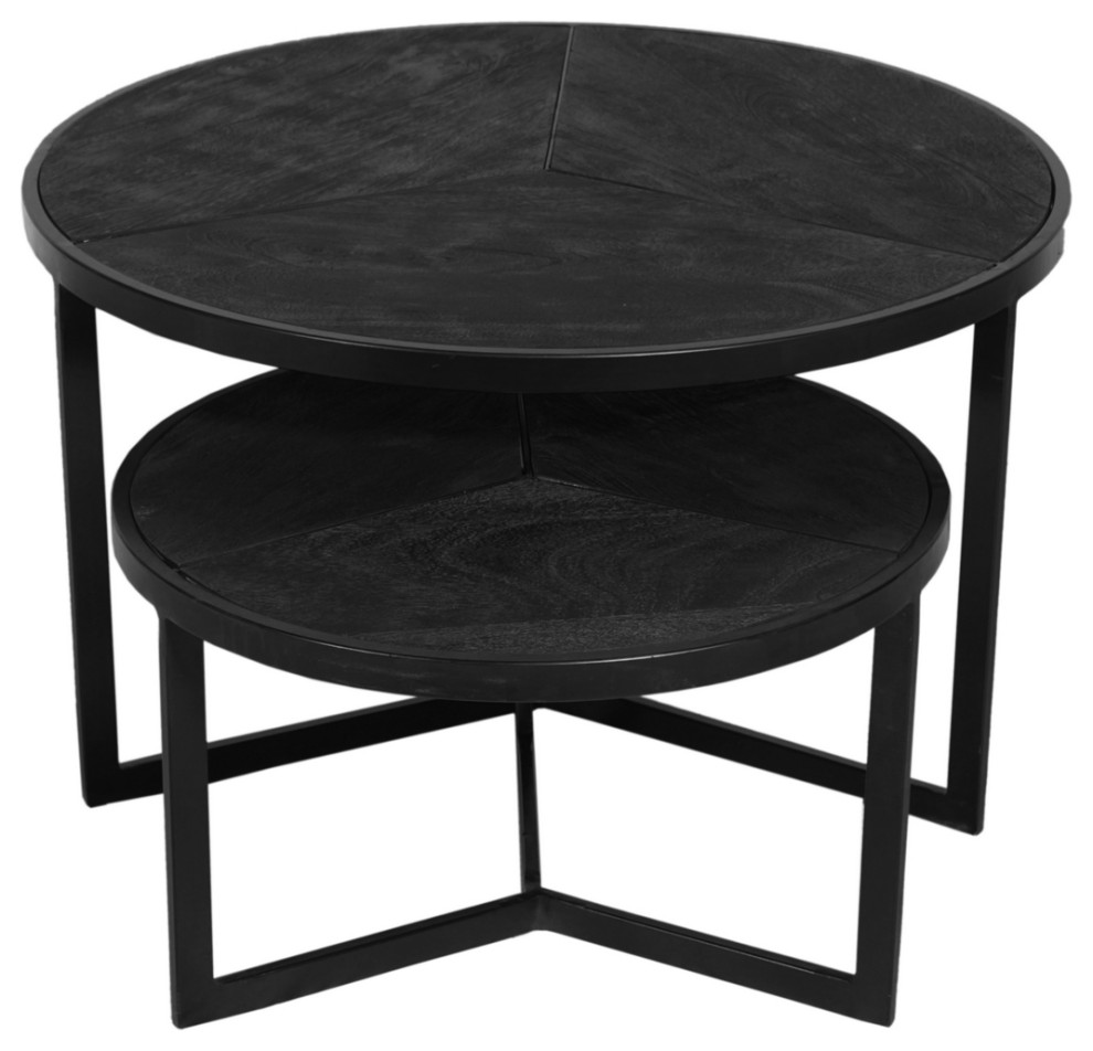 28 20 Inch Round Nesting Coffee Table Set Of 2 Handcrafted Mango Wood