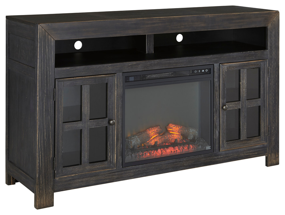 Dallas TV Stand With Fireplace Insert Transitional Entertainment