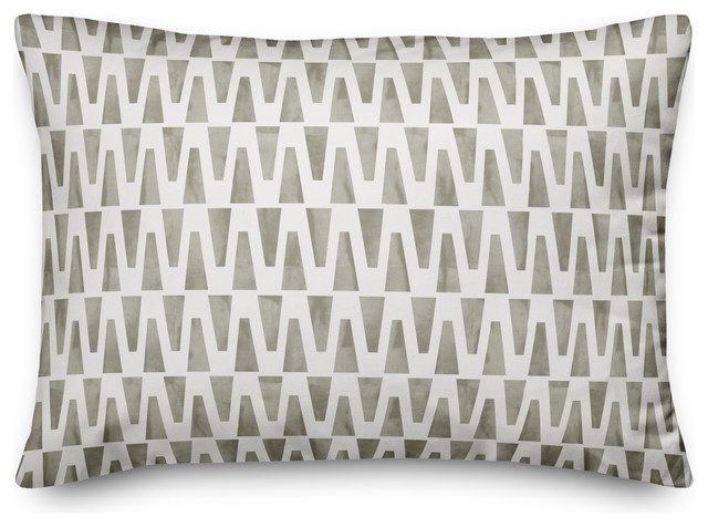 Taupe Geo Triangles 14x20 Outdoor Throw Pillow