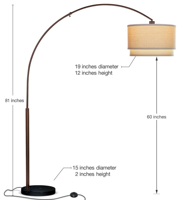 Brightech Mason - Arc Floor Lamp with Unique Hanging Drum Shade ...
