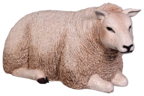 Sheep Lying Down Life Size White Resin Farmhouse Decorative Objects And Figurines By Queens Of Christmas