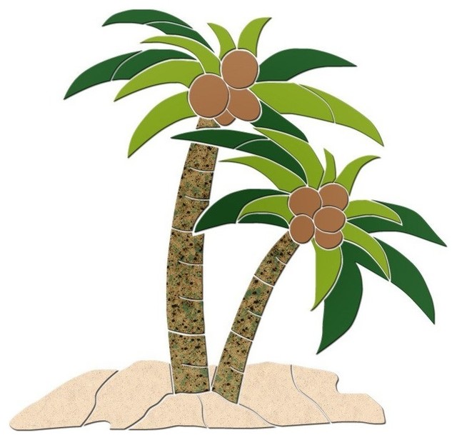 Palm Tree 1 Ceramic Swimming Pool Mosaic Tropical Accent Trim And