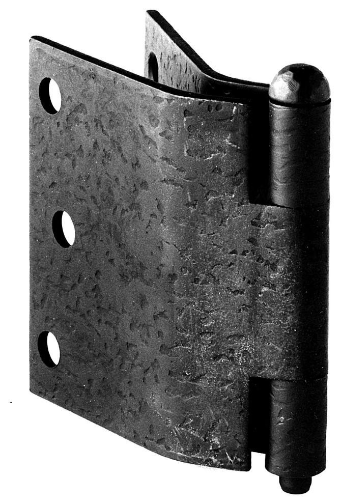 Acorn 3x4" Shutter Hinge With Curved Offset, Pair, Rough Iron
