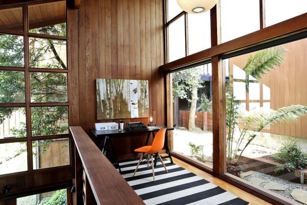 Inspiration for a midcentury home office in San Francisco.