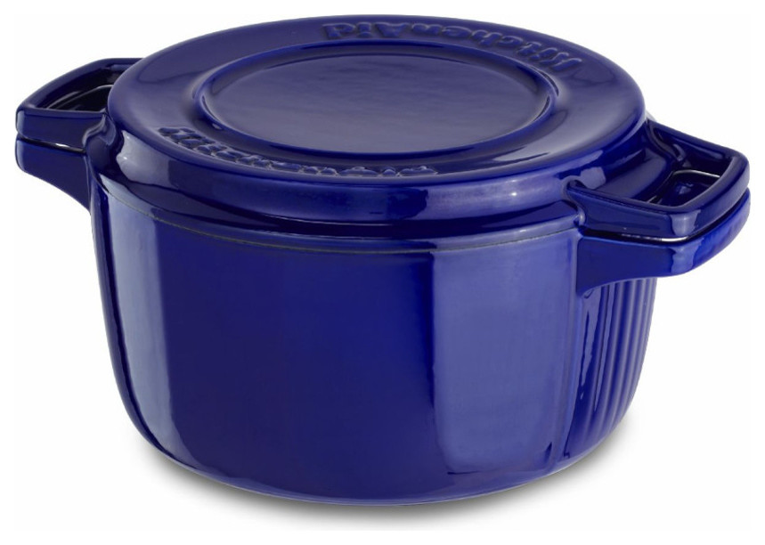 KitchenAid KCPI40CRFU Pro Fiesta Blue Cast Iron 4Quart Casserole Dish