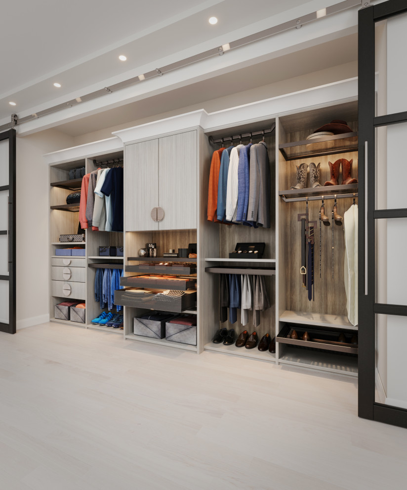 This is an example of a modern wardrobe in Los Angeles.