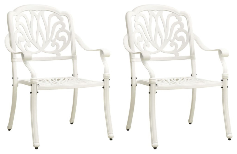 Vidaxl Garden Chairs 2Piece Set Cast Aluminum White French Country