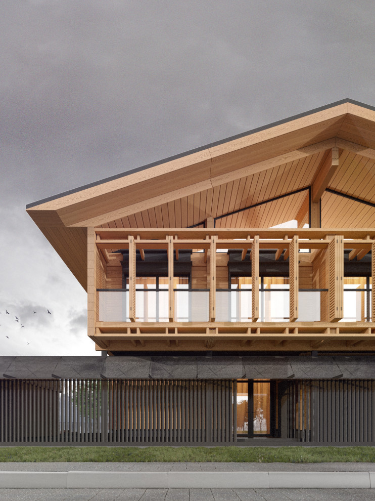 Индивидуальный жилой комплекс из дерева, камня и стекла / 650 м.кв