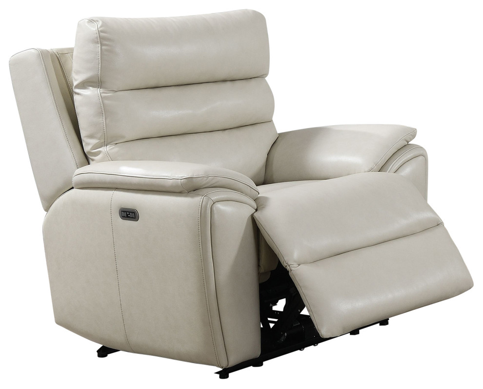 Duval Power Recliner Chair, Ivory Contemporary Recliner Chairs by