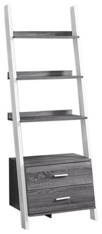Bookcase Ladder With 2 Storage Drawers Contemporary Bookcases