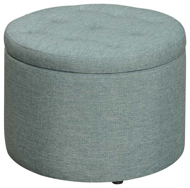 Round Shoe Storage Ottoman Transitional Footstools